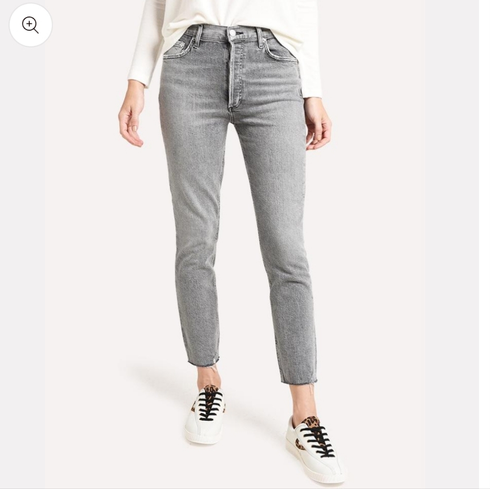 Agolde Nico High Rise Skinny Jeans women's 25 grey denim raw hems